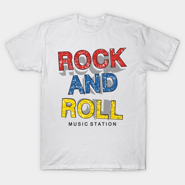 Rock and Roll - Music Station T-Shirt by Merilinwitch